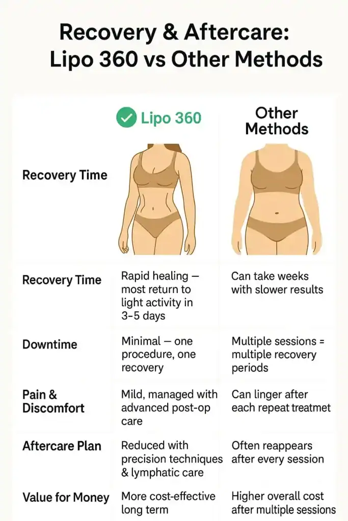 Recovery and Aftercare for Fat-Dissolving Surgery 2 Table to show fat dissolving injection aftercare Chippenham